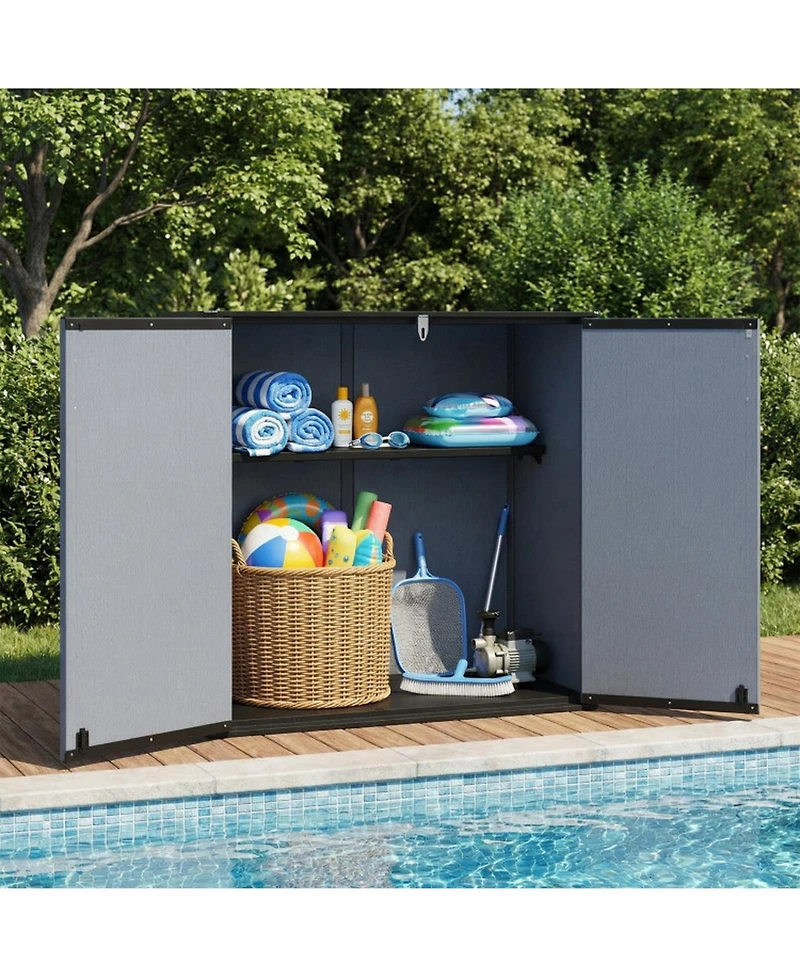Gouun All-Weather Outdoor Storage Cabinet with Floor and Removable Shelf
