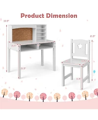 Gouun Kids Desk and Chair Set with Hutch and Bulletin Board