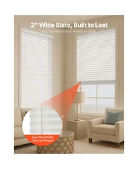 Avobird Faux Wood Blinds 2" Slat 34.5" W x 60" H Cordless Window Blinds and Shades
