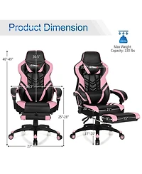 Gouun Adjustable Gaming Chair with Retractable Footrest and Headrest