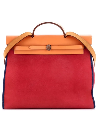 Pre-Owned HERMES Herbag Zip Leather and Toile