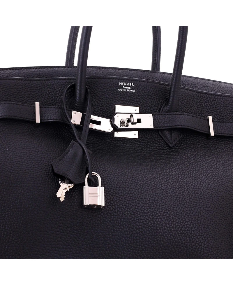 Pre-Owned HERMES Birkin 35 Handbag Black Clemence with Palladium Hardware