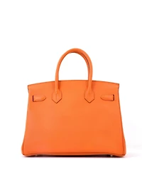 Pre-Owned HERMES Birkin 30 Handbag Orange Epsom with Palladium Hardware