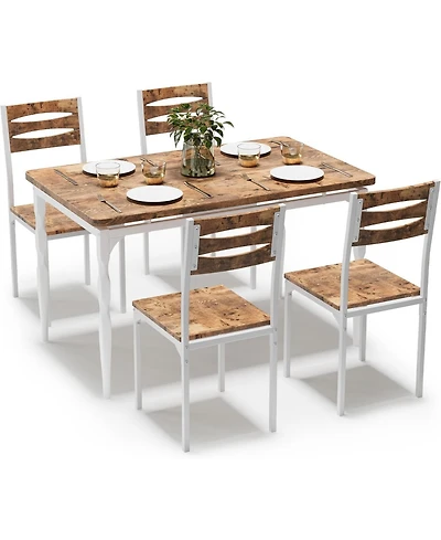 gaomon 5-Piece Industrial Dining Set, Kitchen Table and 4 Chairs for Apartment and Home