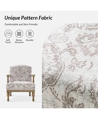 Hulala Home Ode 27.75"With Farmhouse Floral Accent Chair with Solid Wood Frame