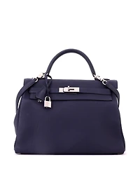 Pre-Owned HERMES Kelly 32 Handbag Blue Togo with Palladium Hardware