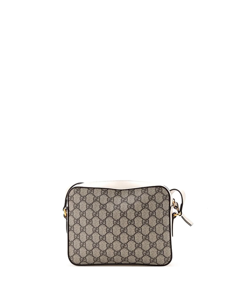 Pre-Owned Gucci Small Horsebit 1955 Flap Pocket Camera Bag Gg Coated Canvas and Leather