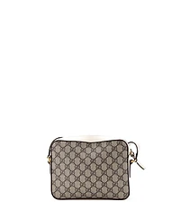 Pre-Owned Gucci Small Horsebit 1955 Flap Pocket Camera Bag Gg Coated Canvas and Leather