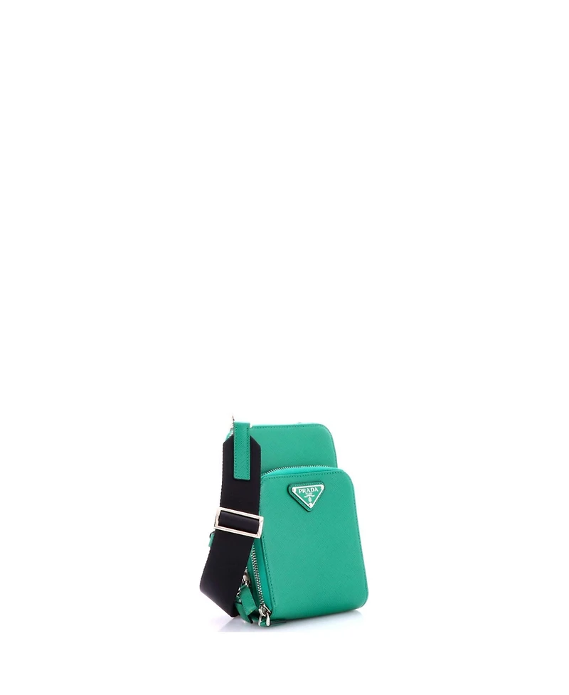 Pre-Owned Prada Front Pocket Phone Holder Crossbody Bag Saffiano Leather