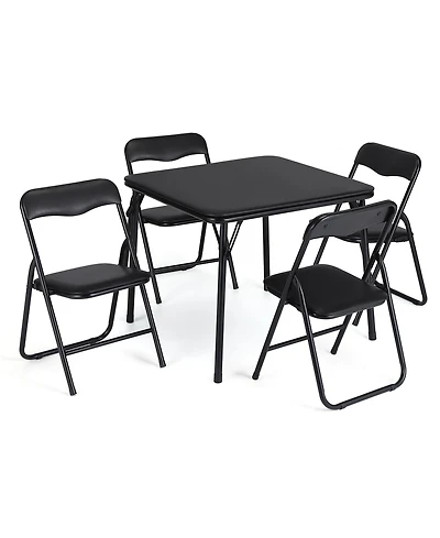 homfan Kids Folding Table and Chair Set, 23.8 Inch Upholstered Childrens Activity Table with Metal Frame for Playroom