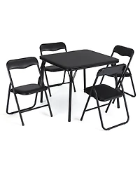 homfan Kids Folding Table and Chair Set, 23.8 Inch Upholstered Childrens Activity Table with Metal Frame for Playroom