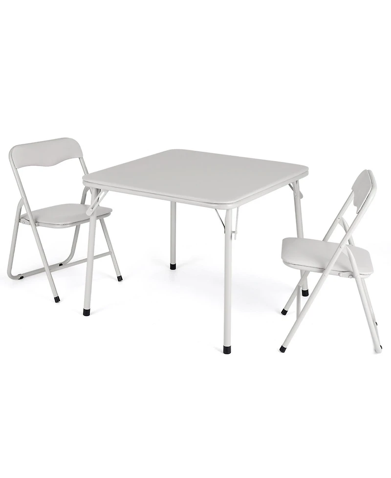 homfan Kids Folding Table and Chair Set, 23.8 Inch Upholstered Childrens Activity Table with Metal Frame for Playroom