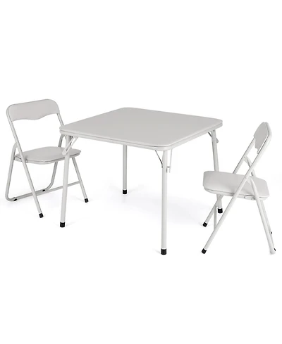 homfan Kids Folding Table and Chair Set, 23.8 Inch Upholstered Childrens Activity Table with Metal Frame for Playroom