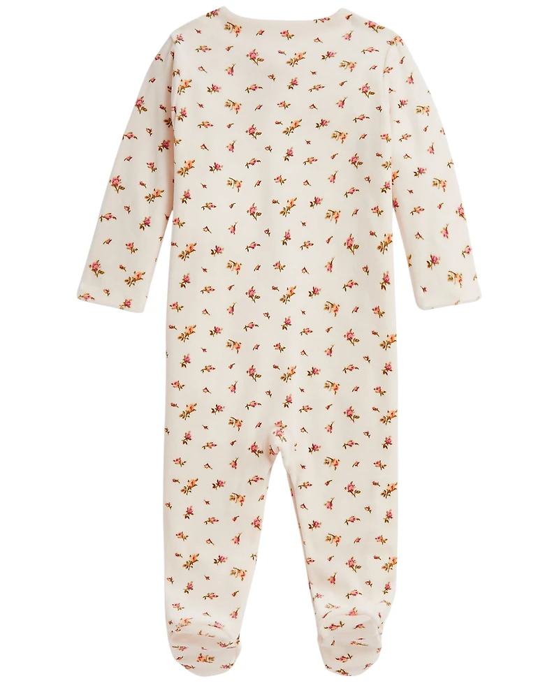 Polo Ralph Lauren Baby Girls' Floral Velour Footed Coverall