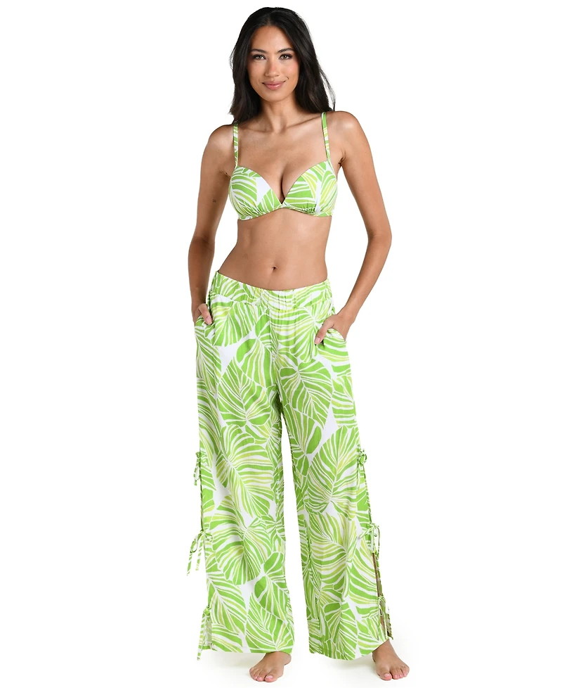 La Blanca Women's Serene Palm Print Pull-On Swim Cover Up Pants
