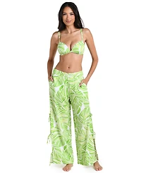 La Blanca Women's Serene Palm Print Pull-On Swim Cover Up Pants