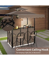 Gymax 3-Piece Outdoor Bbq Canopy w/ Bar Table and 2 Foldable Chairs Set for Patio