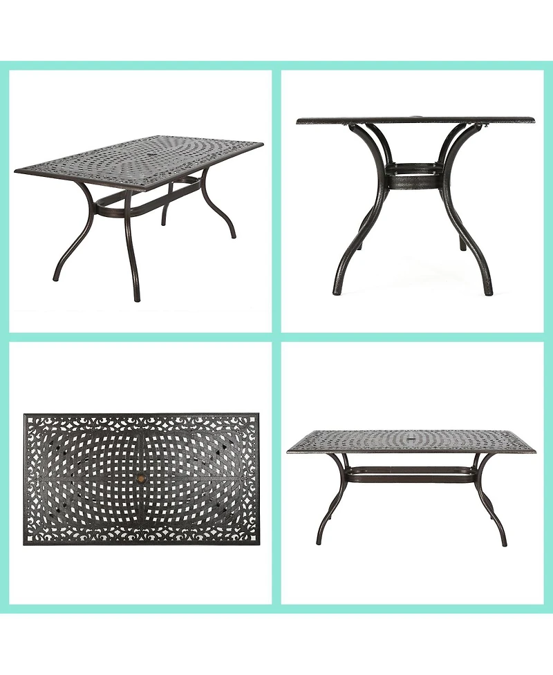 Asagikoiai 7-Piece Cast Aluminum Patio Dining Set with Rectangular Table and 4 Chairs