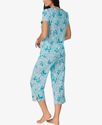 Cuddl Duds Women's Short-Sleeve Top & Cropped Pants, 2-Piece Pajama Set