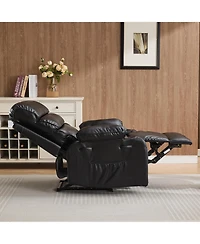 homfan Extra Wide Pu Leather Manual Recliner for Adults with Massage and Heat, Large Leisure Chair Plush Sponge Padded Arms Back