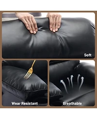 homfan Extra Wide Pu Leather Manual Recliner for Adults with Massage and Heat, Large Leisure Chair Plush Sponge Padded Arms Back