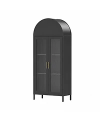 homfan 73" Arched Glass Door Storage Cabinet