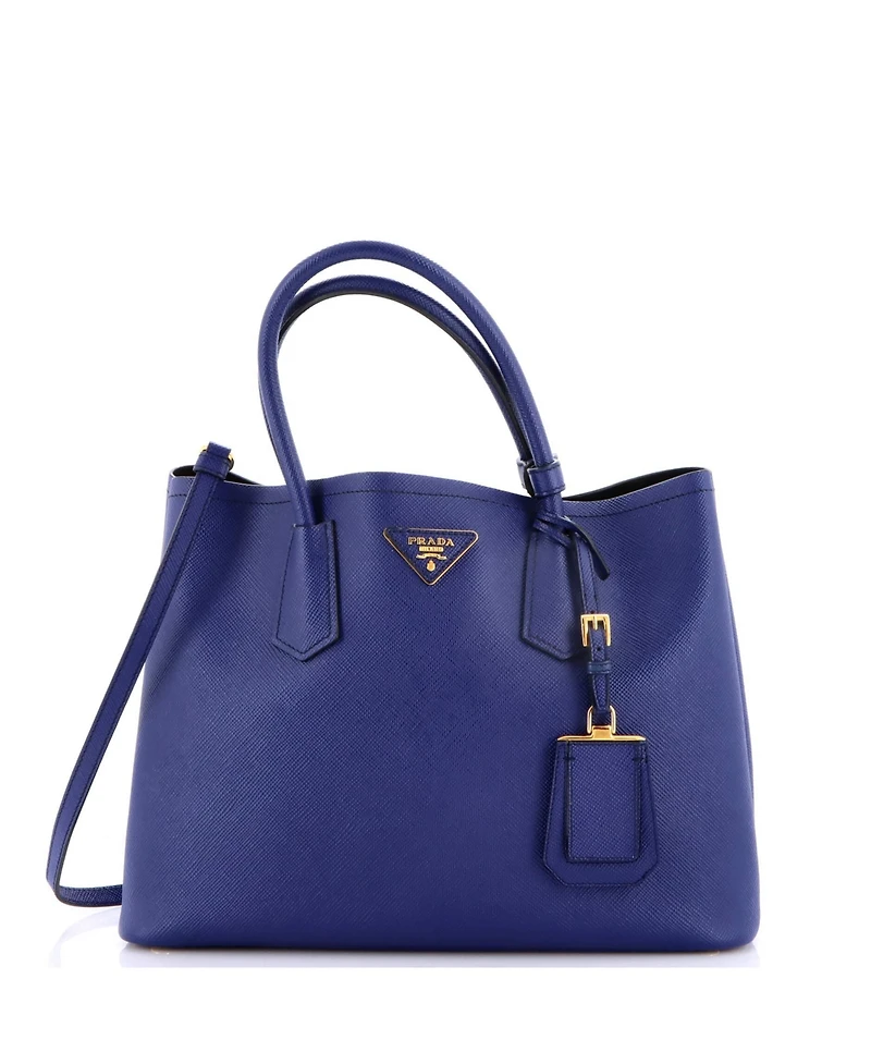 Pre-Owned Prada Medium Cuir Double Tote Saffiano Leather