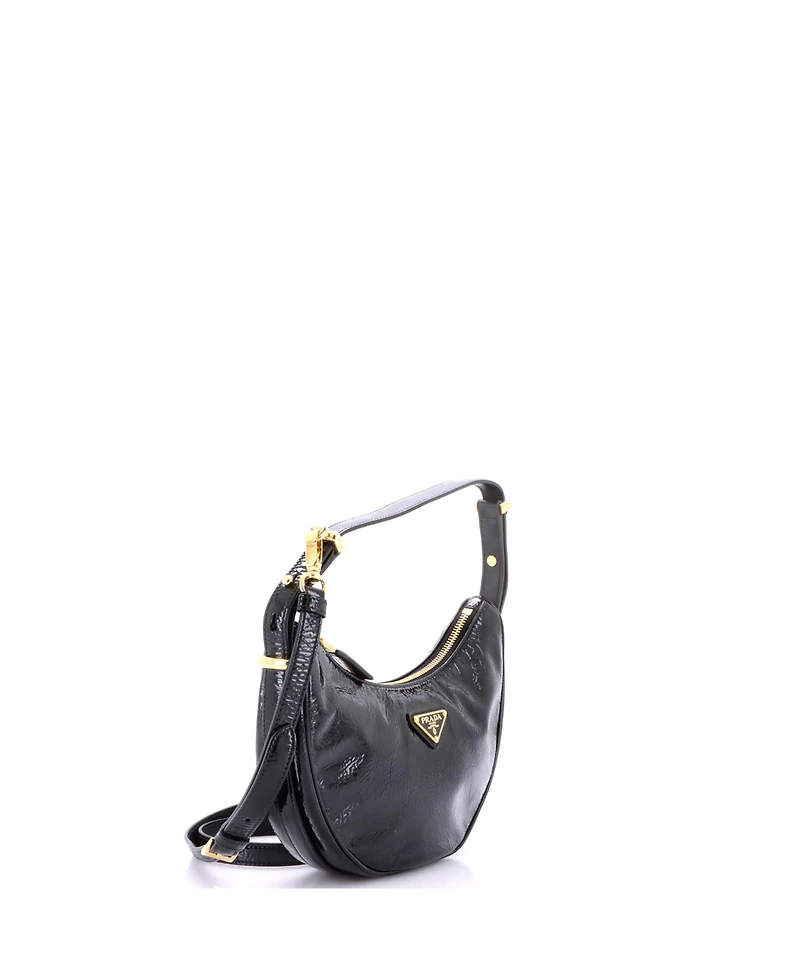 Pre-Owned Prada Small Arque Half Moon Hobo Vernice Naplak