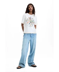 Desigual Women's Floral Print T-shirt 100% Cotton