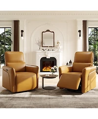 homfan 360 degrees) Swivel Electric Rocker Recliner, Upholstered Deep Seat with Adjustable Lumbar Support and Usb Charging Station