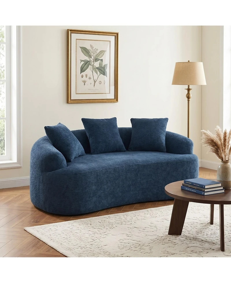 Sailvan Curved Loveseat No-Assembly Chenille Sofa for Small Spaces