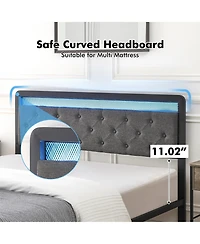 homfan Modern Storage Bed Frame with Led Headboard Upholstered Platform, Button Tufted, 2 Drawers, Heavy Duty Metal Slats, Noise Free, Easy Assembly