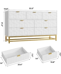 gaomon Dresser for Bedroom, 53.5" Wide Dresser Organizer, 7 Drawer with Metal Handle and Legs, Modern Chest of Drawers for Closet, Hallway