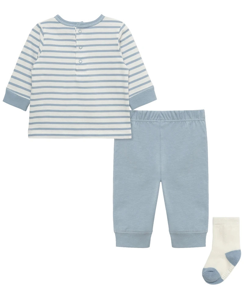 Little Me Baby Boys' Puppies Long-Sleeve Top, Joggers and Socks, 3-Piece Set