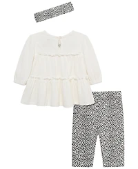Little Me Baby Girls' Leopard Tunic Top, Leggings and Headband, 3-Piece Set