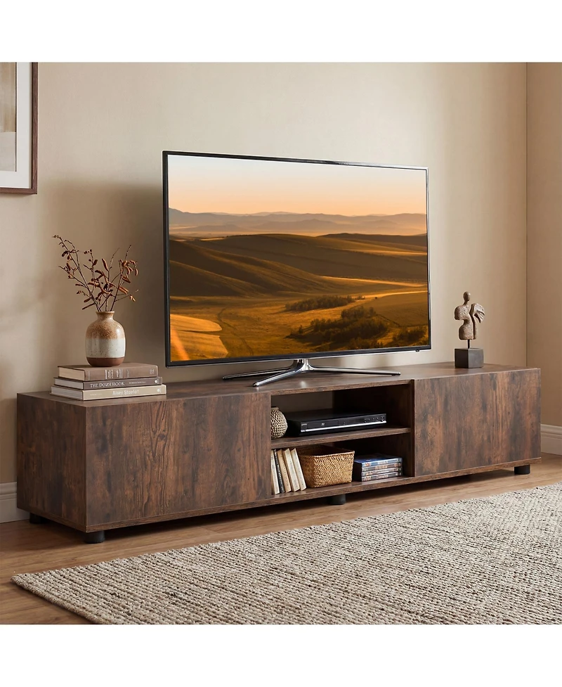 Slickblue Modern Tv Stand for TVs up to 70" with 2 Doors and Shelves