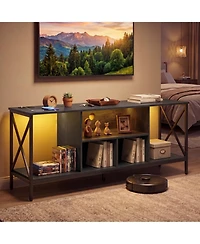 Slickblue Modern Tv Stand with Led Lights and Integrated Power Outlets