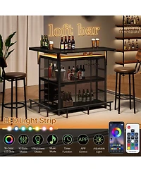 Slickblue Corner Mini Bar Table L-Shaped with Led Lighting and Smart App Control