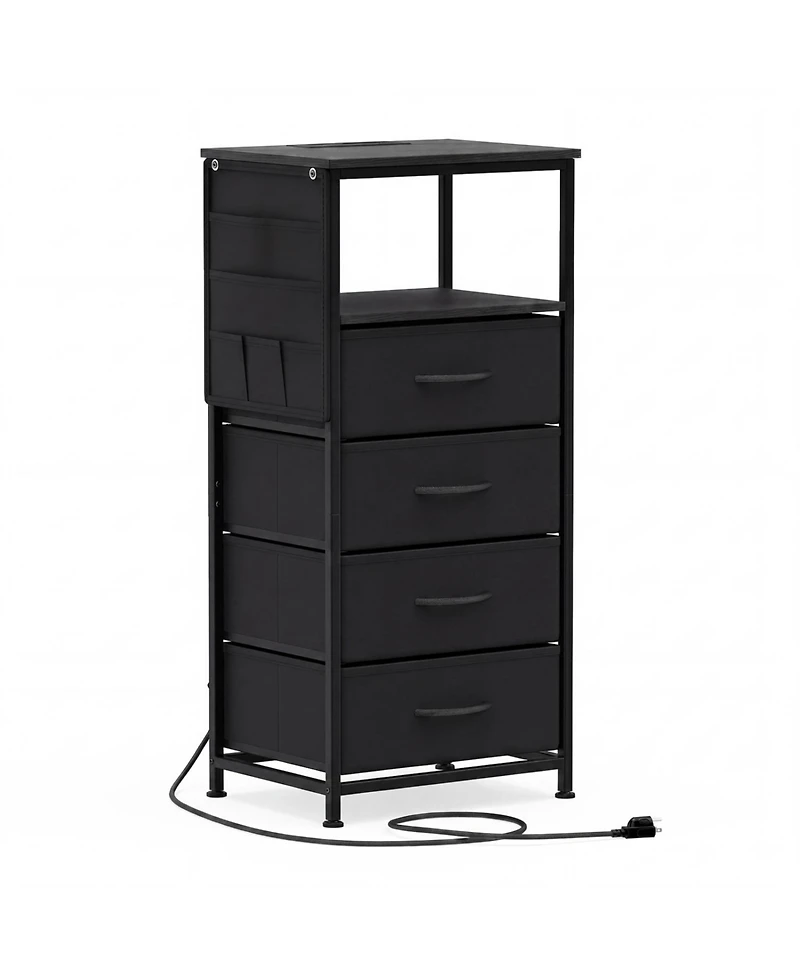 Slickblue Modern Nightstand 34" with Charging Station and Storage