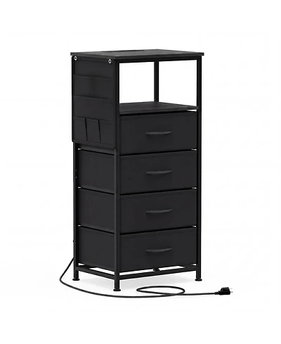Slickblue Modern Nightstand 34" with Charging Station and Storage