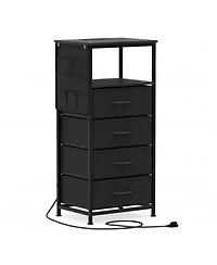 Slickblue Modern Nightstand 34" with Charging Station and Storage