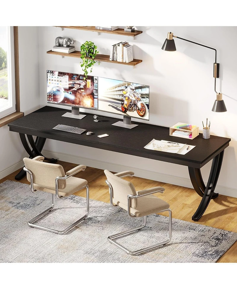 Tribesigns 2 Person Computer Desk, Extra Long Desk, Large Double Desk for Two People, Workstation with Stylish Legs