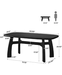 Tribesigns 63" Computer Desk: Solid wood with boat-shaped top and H-shaped legs. Modern executive table for home office. Ample legroom