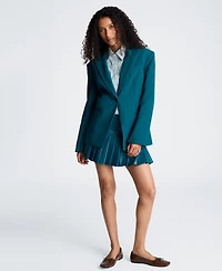 Kenneth Cole Women's Slim Sleeve Zippers One-Button Blazer