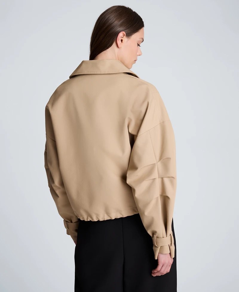 Kenneth Cole Women's Cropped Funnel-Neck Windbreaker Jacket