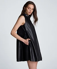 Kenneth Cole Women's Sleeveless Banded Collar Swing Mini Shirt Dress