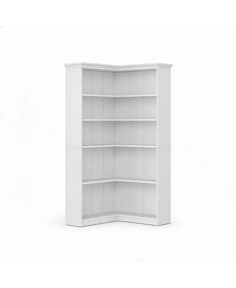 homfan 72" Corner Bookshelf 5 Tier Tall Wooden Farmhouse Bookcase, L Shaped Rustic Shelves for Living Room Bedroom Office, Anti-Tip Design