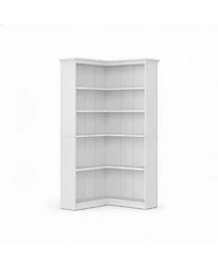 homfan 72" Corner Bookshelf 5 Tier Tall Wooden Farmhouse Bookcase, L Shaped Rustic Shelves for Living Room Bedroom Office, Anti-Tip Design