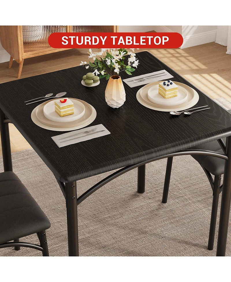 homfan 3-Piece Modern Compact Dining Set, Easy-Clean Engineered Wood Table with Padded Chairs for Small Living Space