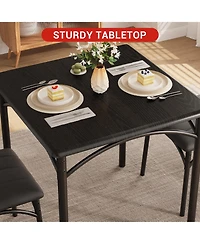homfan 3-Piece Modern Compact Dining Set, Easy-Clean Engineered Wood Table with Padded Chairs for Small Living Space